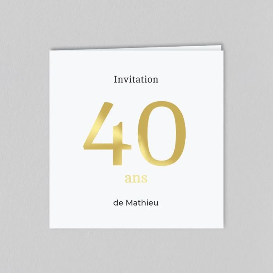 Clearance Planet cards Carte Invitation Anniversaire 40 Ans Dore