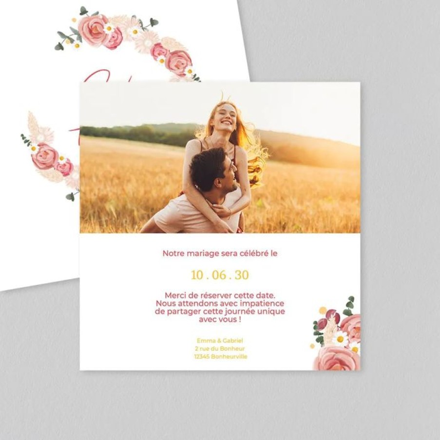 Wholesale Planet cards Save The Date Couronne Roses