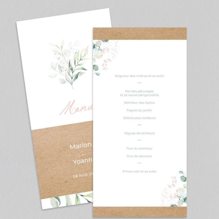 Wholesale Planet cards Menu De Mariage Cercle Bois Et Eucalyptus Rose