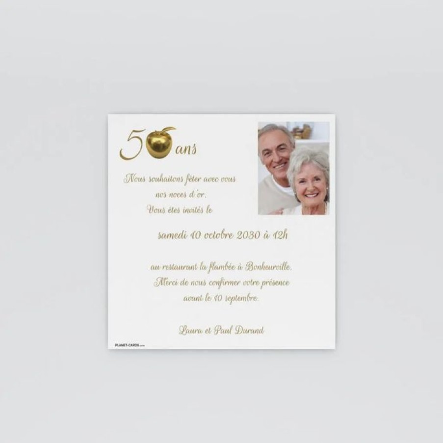 Clearance Planet cards Carte Invitation Anniversaire De Mariage Pomme D'Or