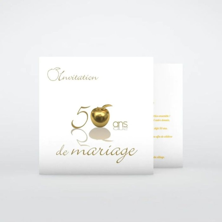 Wholesale Planet cards Carte Invitation Anniversaire De Mariage 50 Ans Pomme D'Or