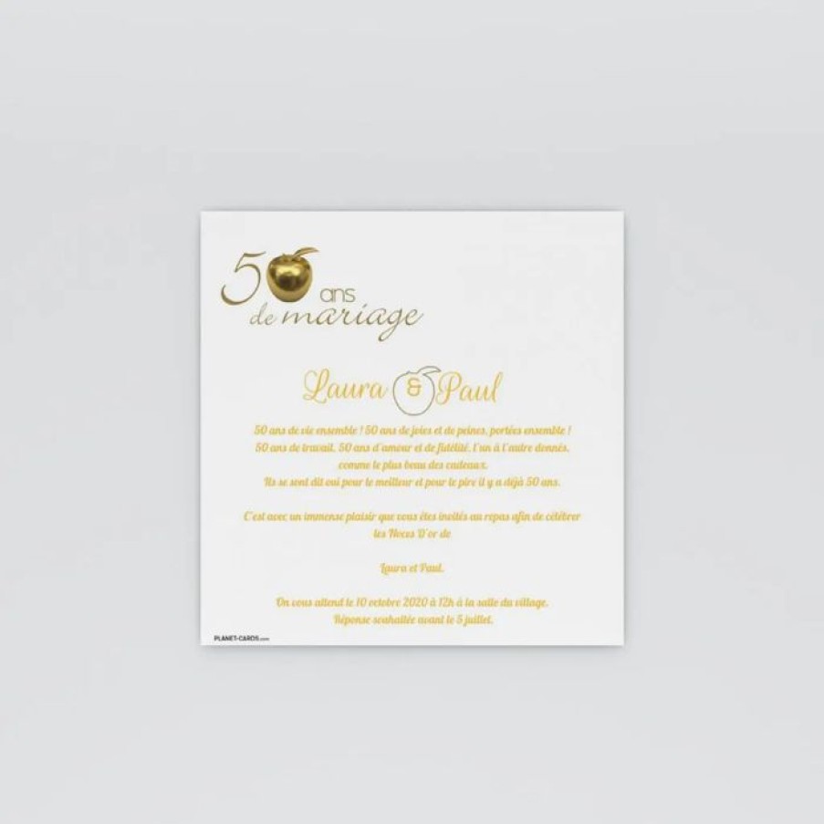 Wholesale Planet cards Carte Invitation Anniversaire De Mariage 50 Ans Pomme D'Or