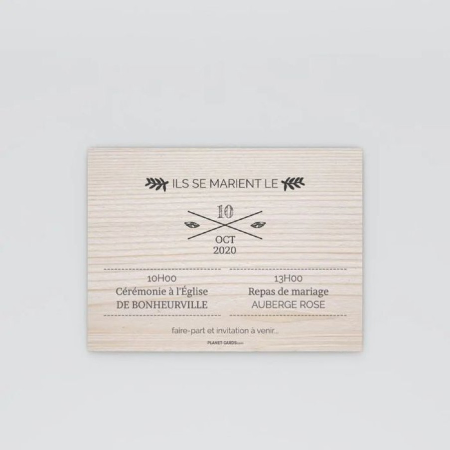 Online Planet cards Save The Date Floral Sur Bois Tendre