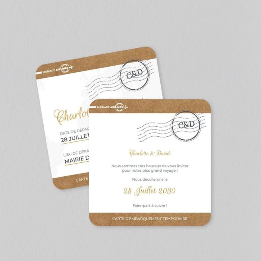 Online Planet cards Save The Date Mariage Airlines