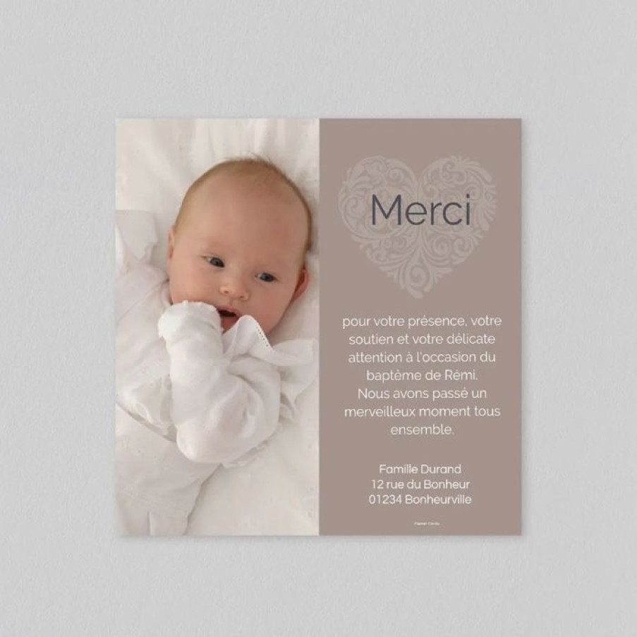 Hot Planet cards Remerciement Bapteme Coeur Original