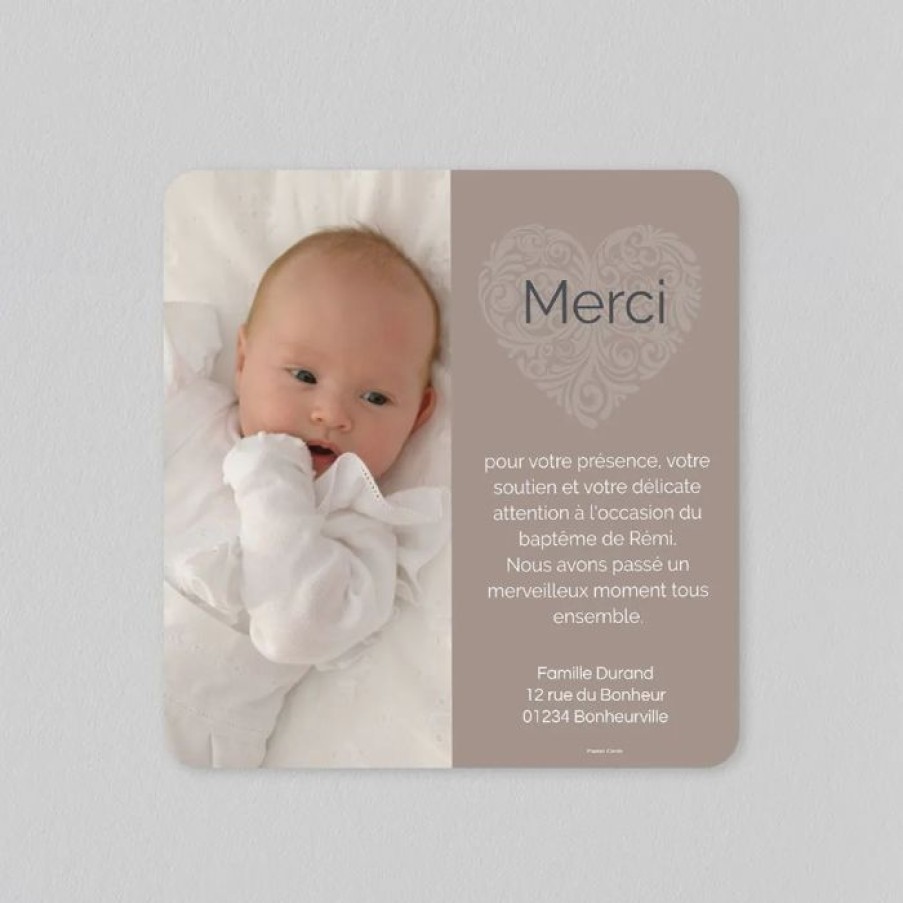 Hot Planet cards Remerciement Bapteme Coeur Original