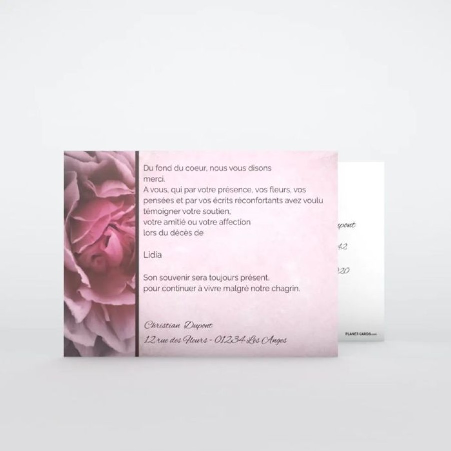 Wholesale Planet cards Remerciement Deces Fleur Et Fond Rose