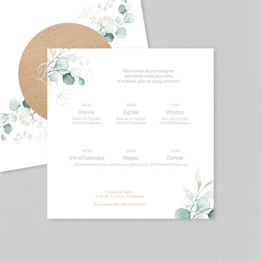 Wholesale Planet cards Programme De Mariage Cercle Bois Et Eucalyptus Rose