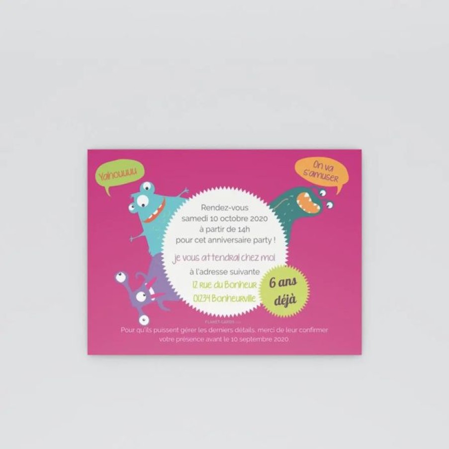 Hot Planet cards Carte Invitation Anniversaire Monstres Et Fete