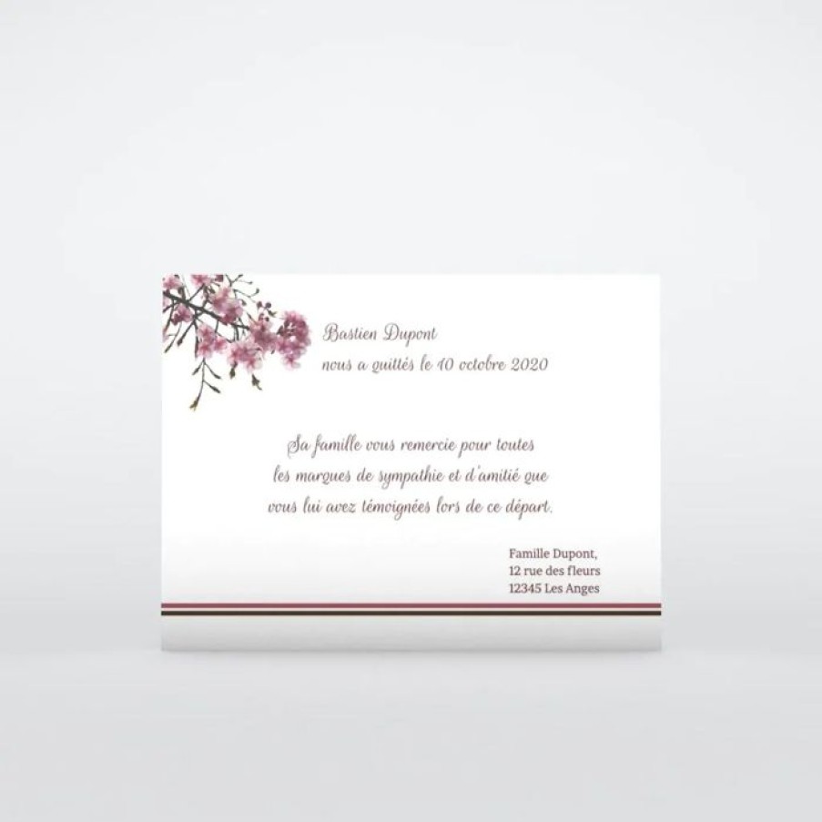 Clearance Planet cards Remerciement Deces Fleurs Cerisiers