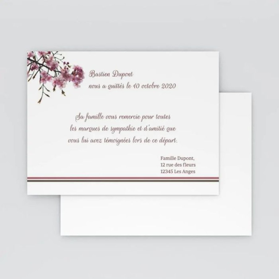 Clearance Planet cards Remerciement Deces Fleurs Cerisiers