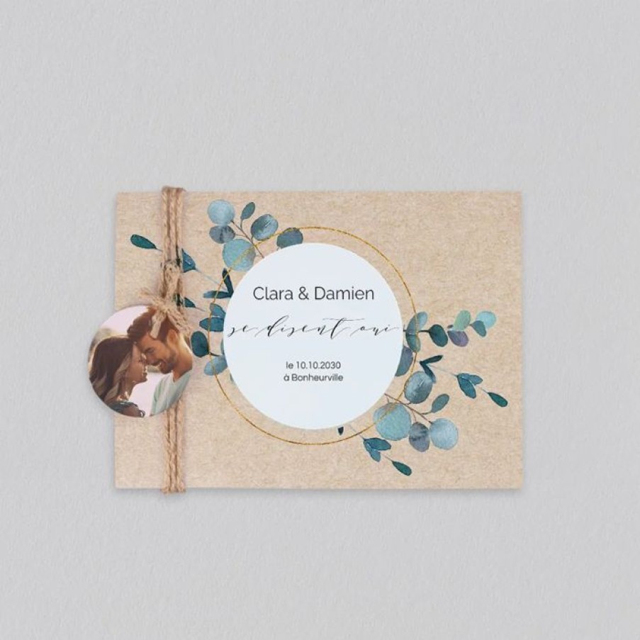 Clearance Planet cards Faire-Part Mariage Eucalyptus Kraft