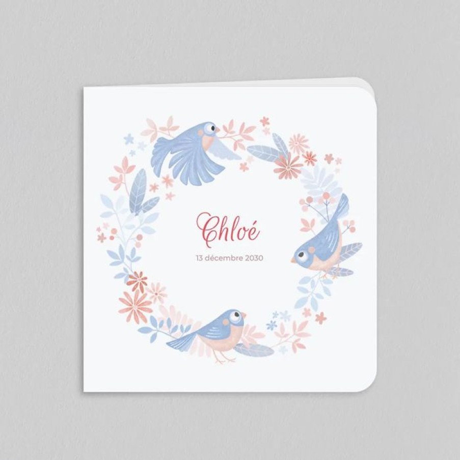 New Planet cards Faire Part Naissance Couronne D'Oiseaux