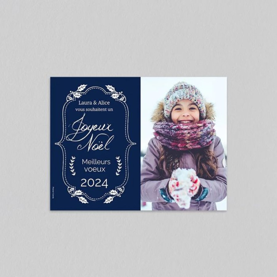 New Planet cards Carte De Noel Cadre Houx