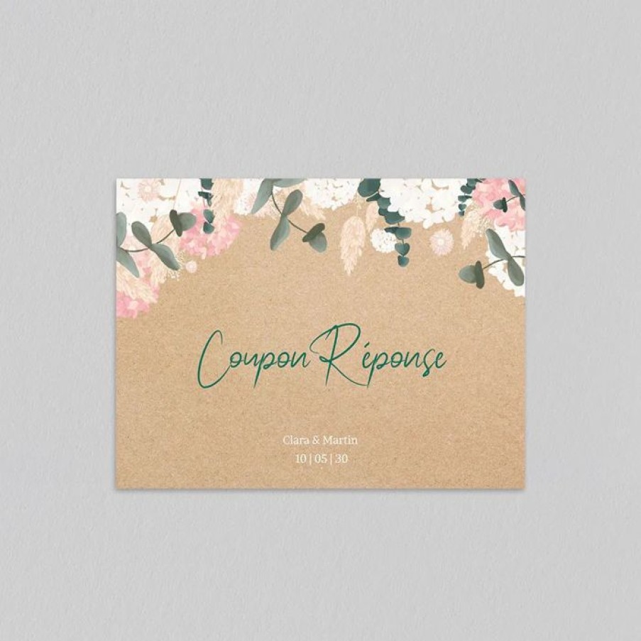 New Planet cards Coupon-Reponse Mariage Eucalyptus Et Hortensia