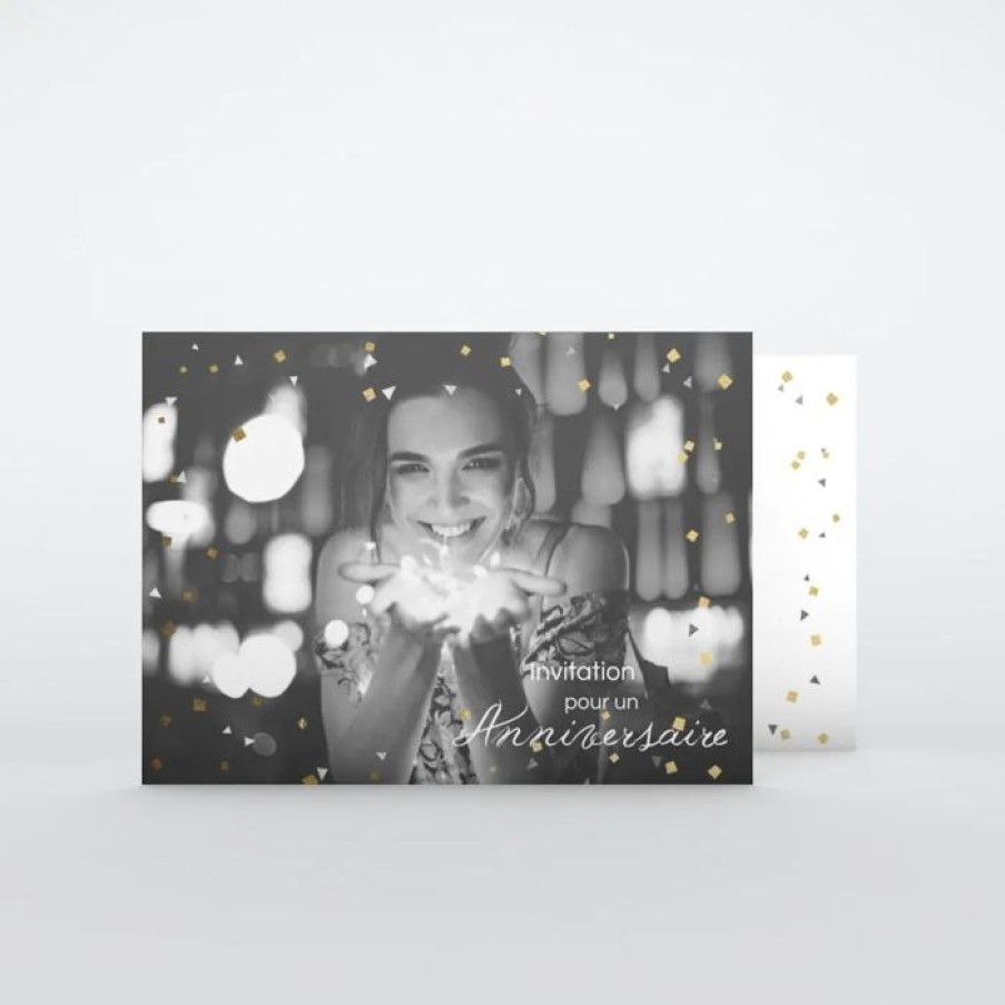 Wholesale Planet cards Carte Invitation Anniversaire Confettis Dores Et Argentes