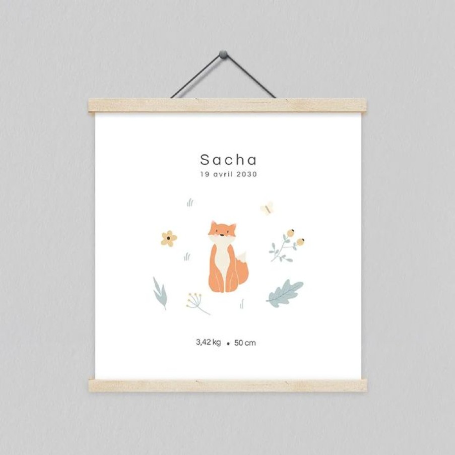 Wholesale Planet cards Affiche Naissance Bienvenue Petit Renard 40X40