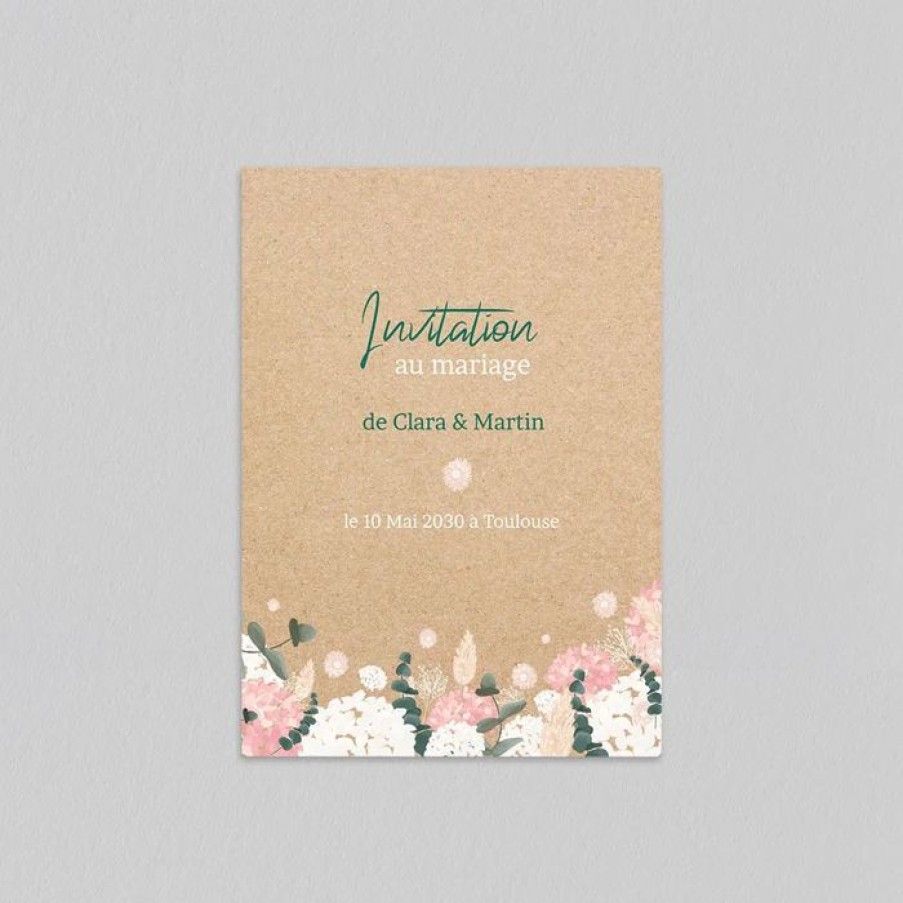 Best Planet cards Carte D'Invitation Mariage Eucalyptus Et Hortensia