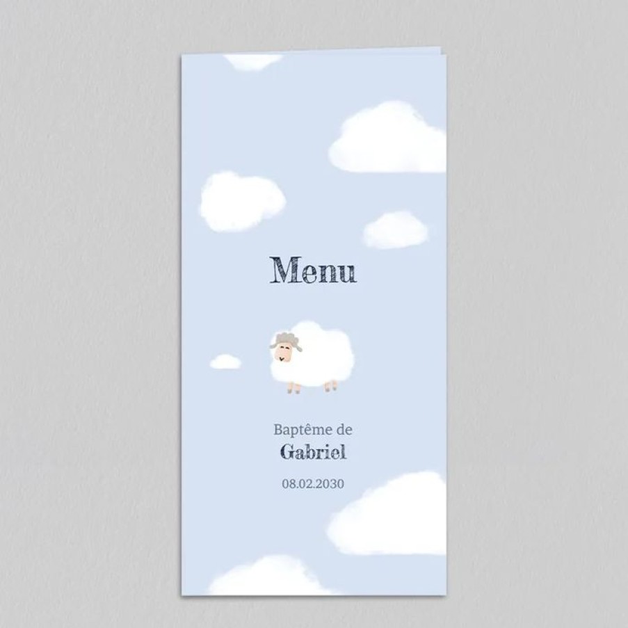 Wholesale Planet cards Menu Bapteme Lainage Nuage