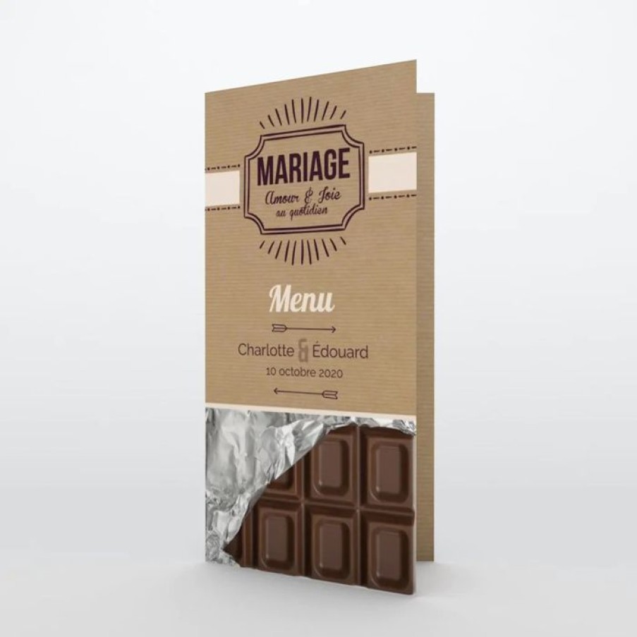 Best Planet cards Menu De Mariage Tablette Chocolat