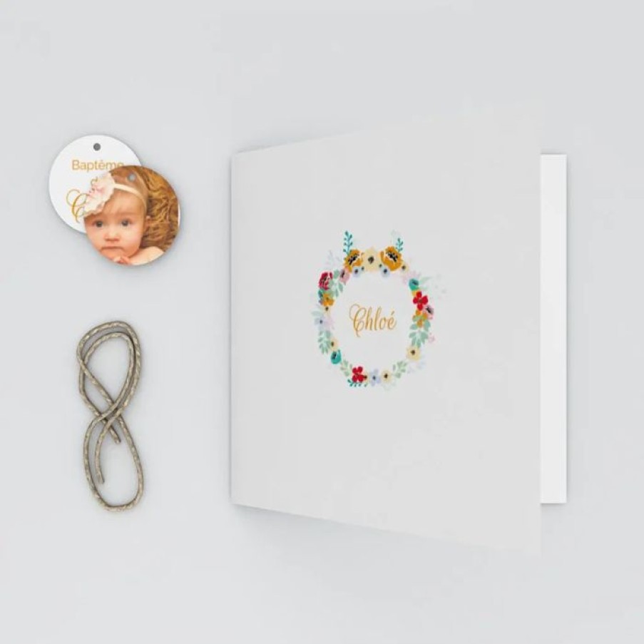 Wholesale Planet cards Faire Part Bapteme Petites Fleurs En Couronne