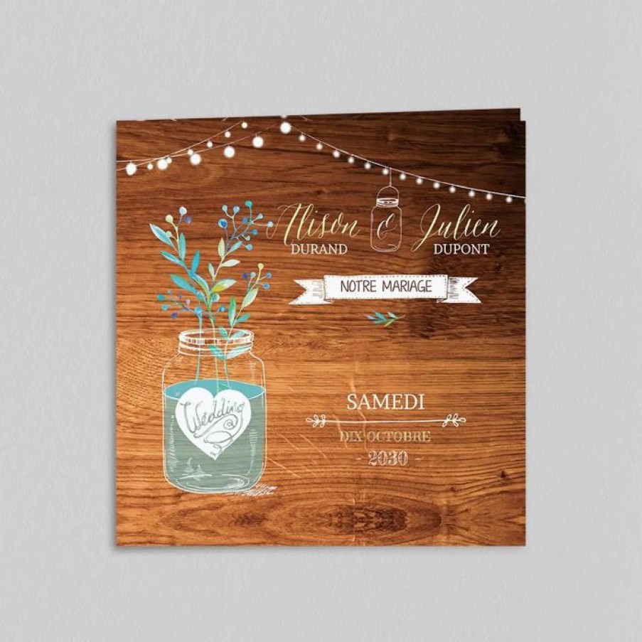 Online Planet cards Faire-Part Mariage Bocal Fleuri