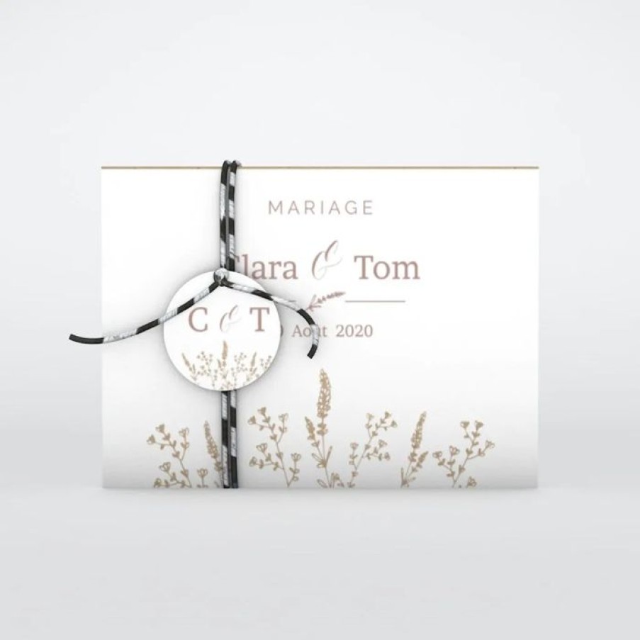 New Planet cards Faire-Part Mariage Feuilles Sur Kraft