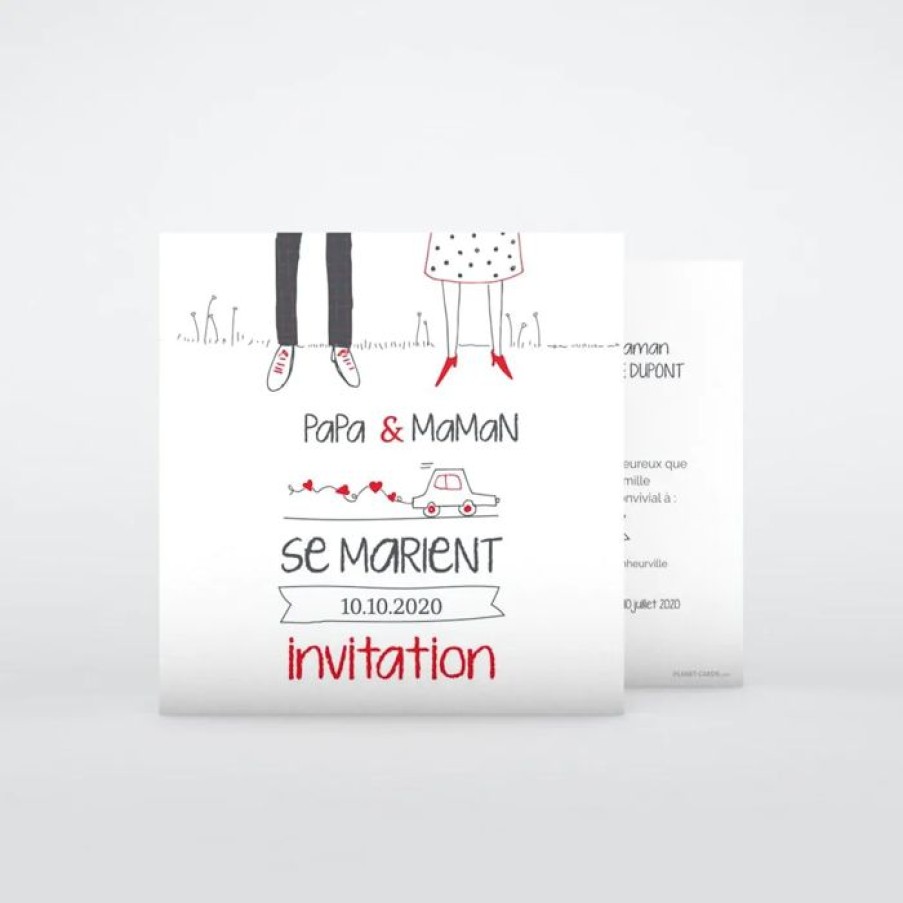 Online Planet cards Carte D'Invitation Mariage Illustration Papa Et Maman