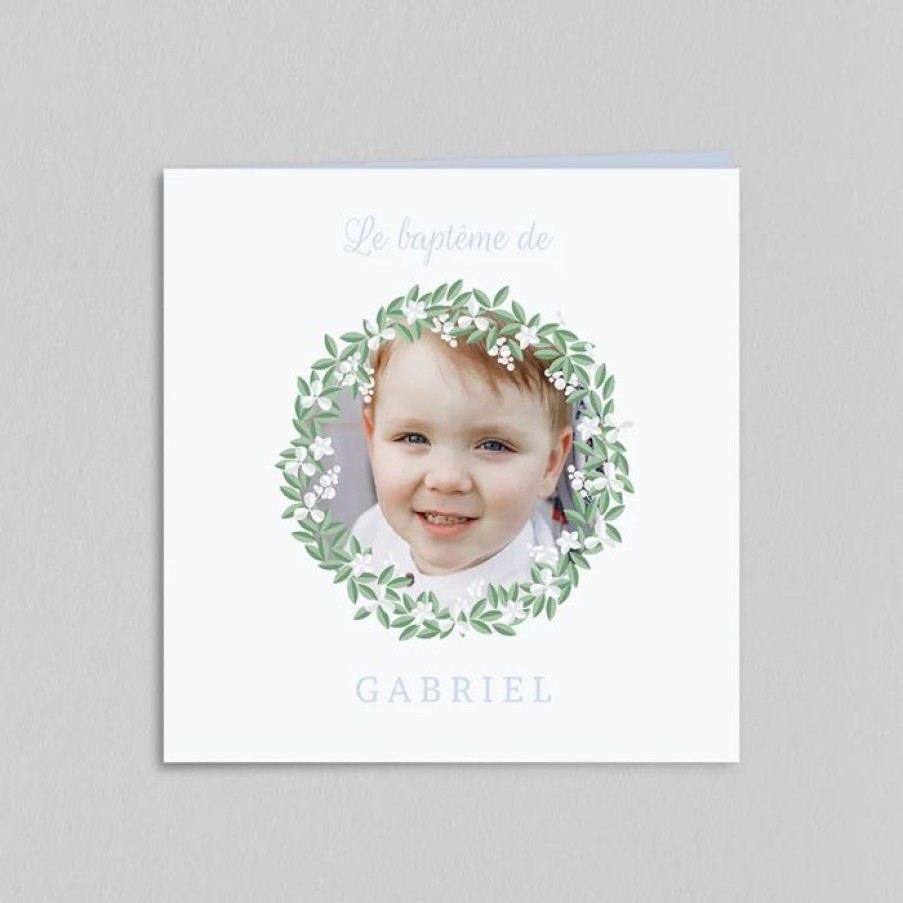 Best Planet cards Faire Part Bapteme Couronne De Fleurs Blanches