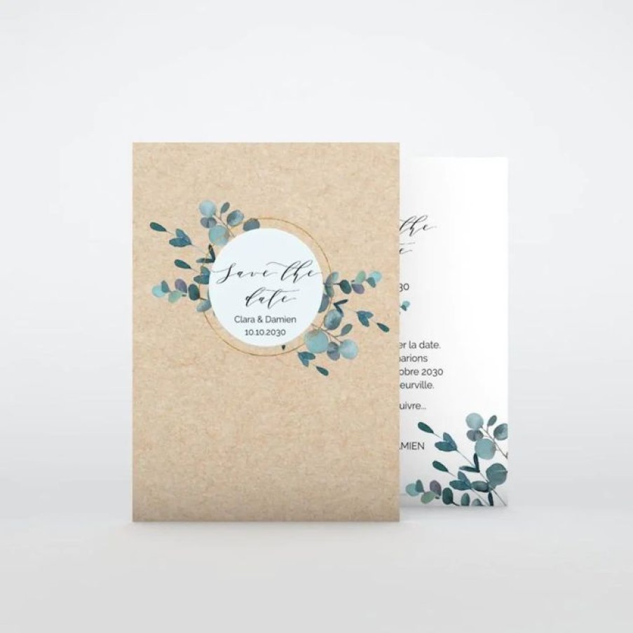 New Planet cards Save The Date Eucalyptus Kraft