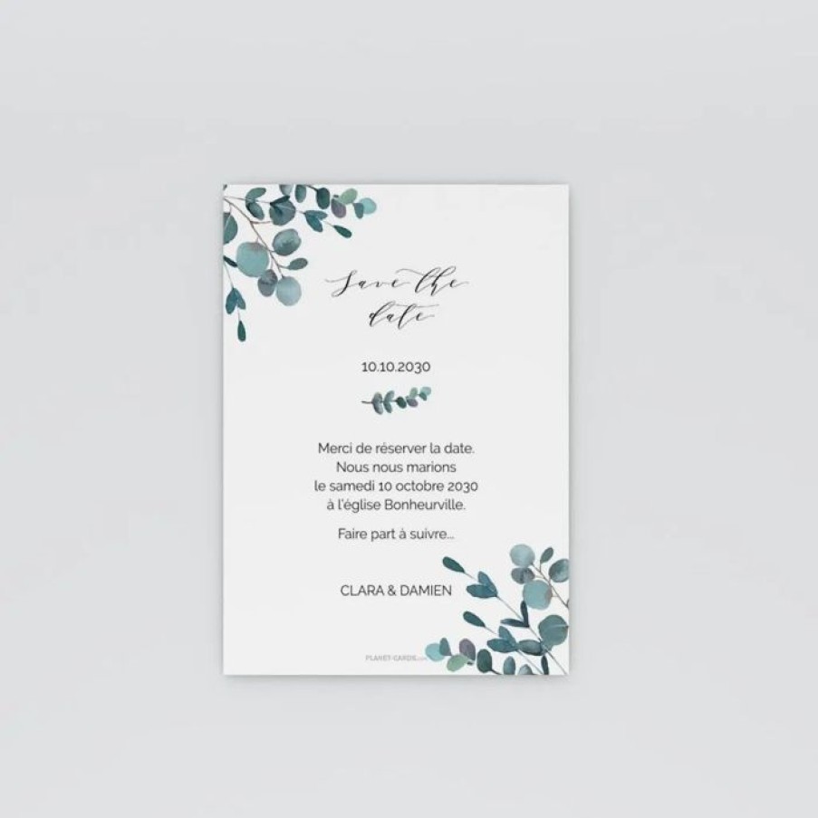 New Planet cards Save The Date Eucalyptus Kraft