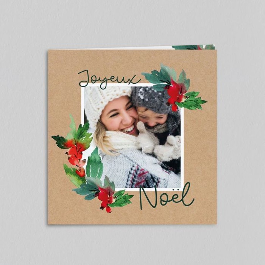 Wholesale Planet cards Carte De Noel Photos Et Houx Aquarelle