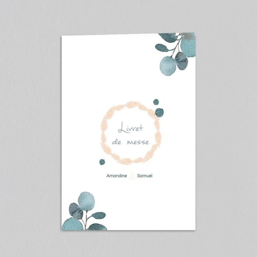 Wholesale Planet cards Livret De Messe De Mariage Couronne Eucalyptus Et Fleurs Sechees