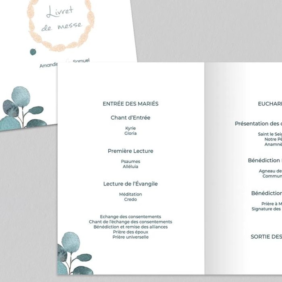 Wholesale Planet cards Livret De Messe De Mariage Couronne Eucalyptus Et Fleurs Sechees