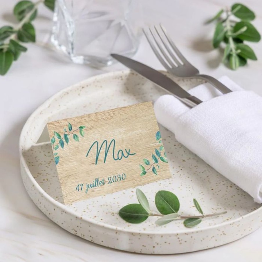 New Planet cards Marque Place Mariage Eucalyptus Et Bois