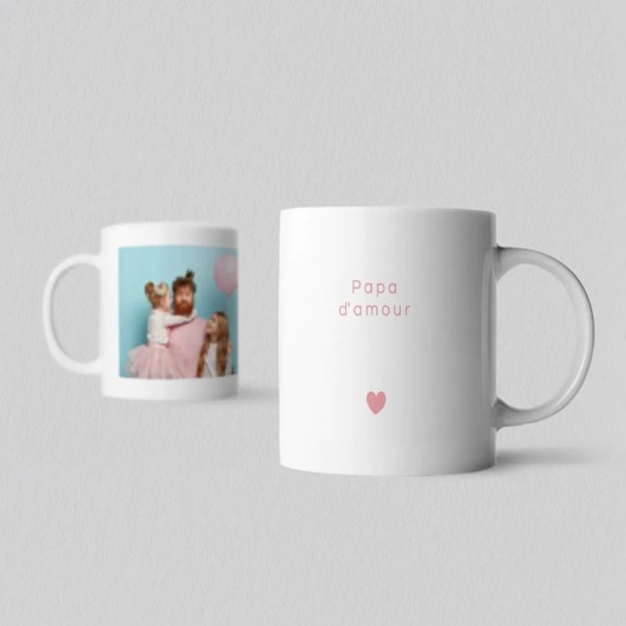 Online Planet cards Mug Photo Coeur Rose Ceramique