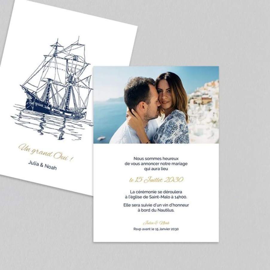 Online Planet cards Faire-Part Mariage Bateau A Voile