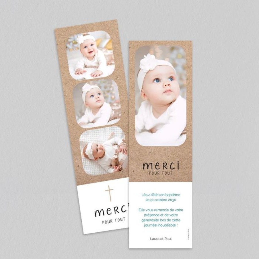 Hot Planet cards Remerciement Bapteme Multiphoto Et Kraft