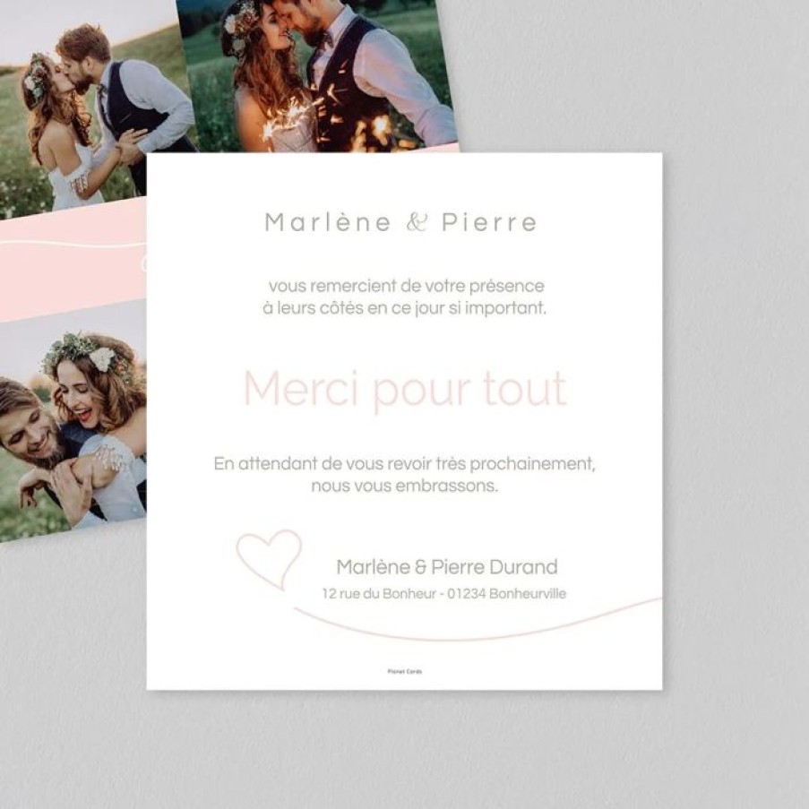 Online Planet cards Remerciement Mariage Love Typography