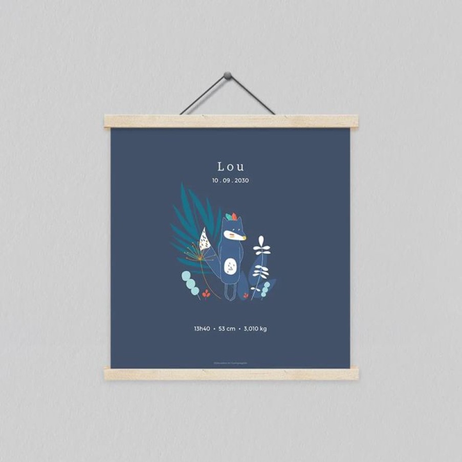 New Planet cards Affiche Naissance Loup 30X30