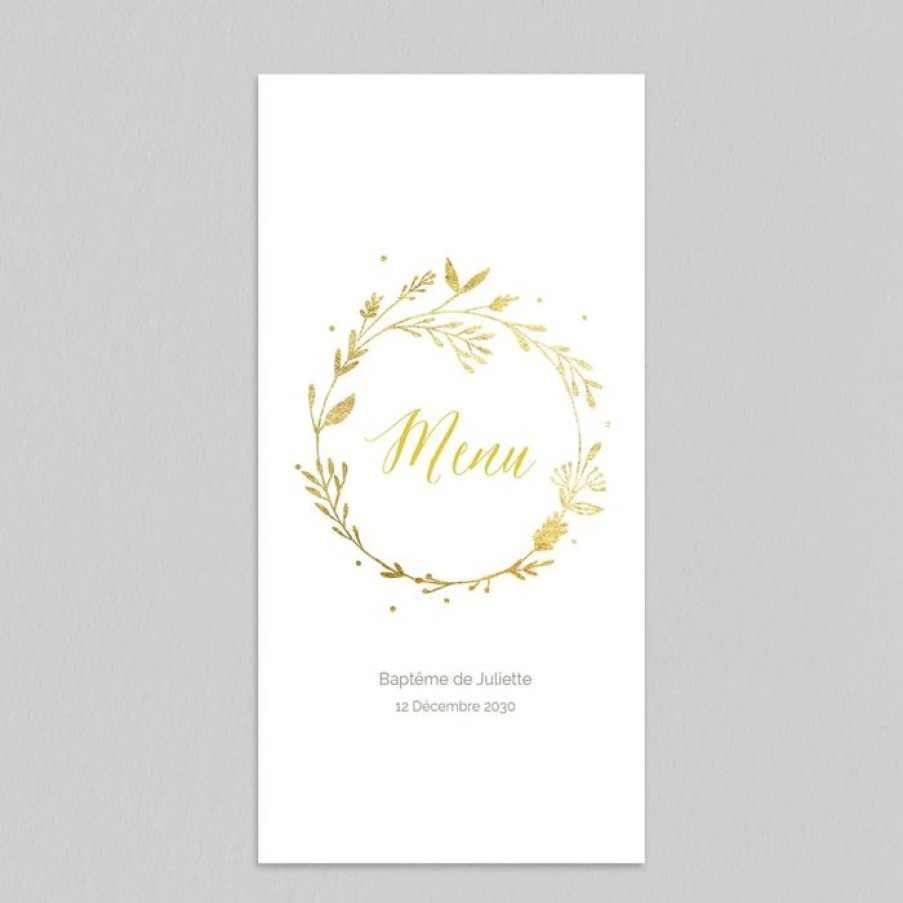 Wholesale Planet cards Menu Bapteme Jolie Couronne Doree