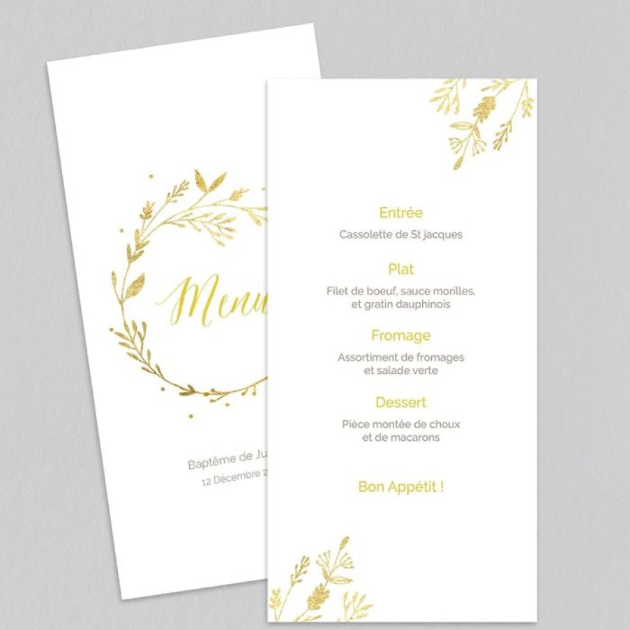 Wholesale Planet cards Menu Bapteme Jolie Couronne Doree