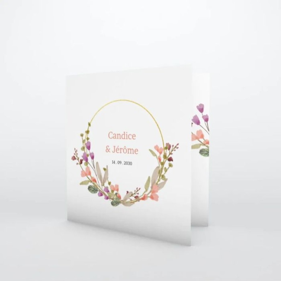 Hot Planet cards Faire-Part Mariage Fleurs En Couronne