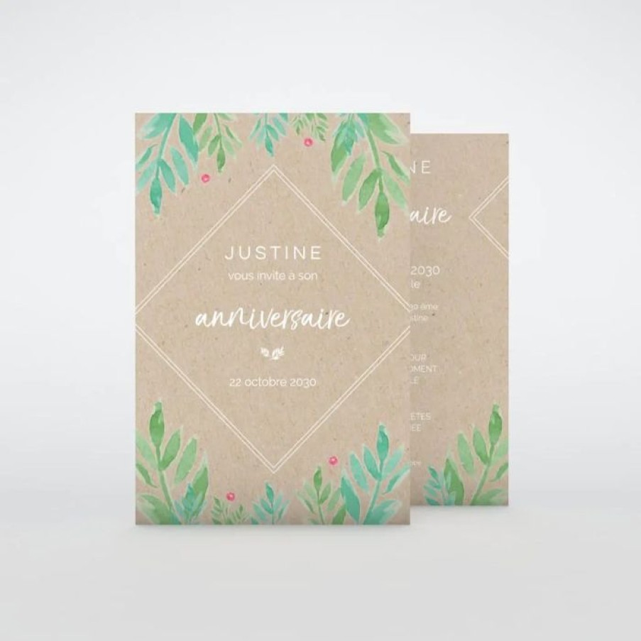 Online Planet cards Carte Invitation Anniversaire Kraft Floral