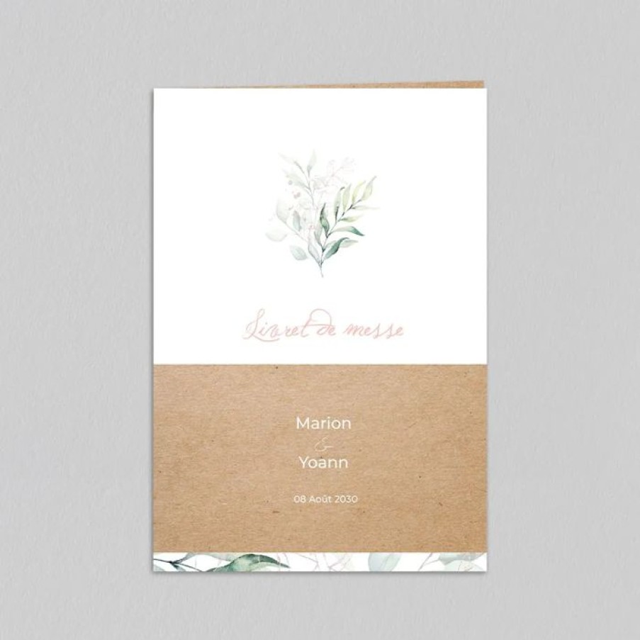 Wholesale Planet cards Livret De Messe De Mariage Cercle Bois Et Eucalyptus Rose