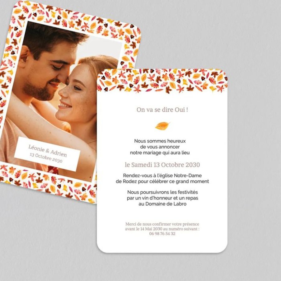 Online Planet cards Faire-Part Mariage Motif Automnal