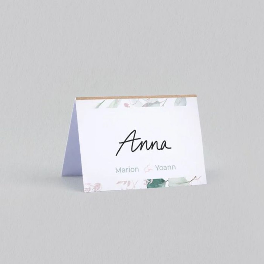 Hot Planet cards Marque Place Mariage Cercle Bois Et Eucalyptus Rose