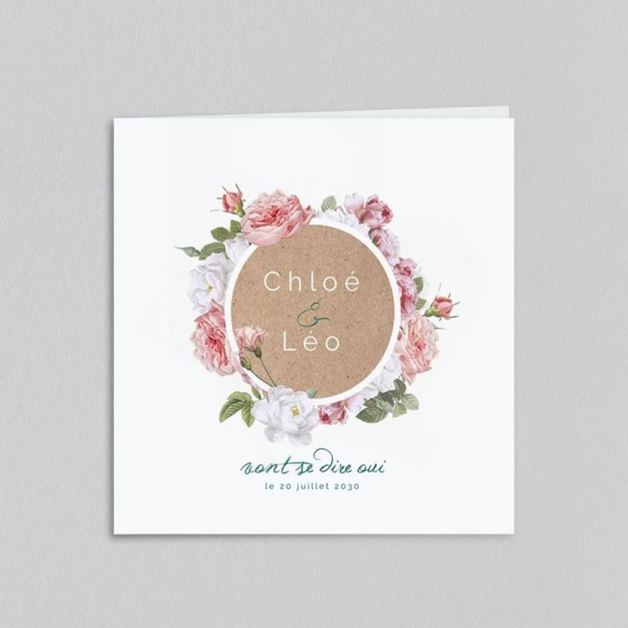 Online Planet cards Faire-Part Mariage Kraft Et Fleurs Vintage