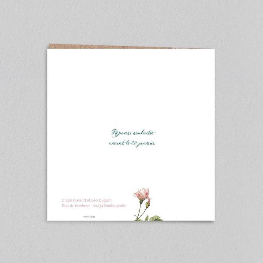 Online Planet cards Faire-Part Mariage Kraft Et Fleurs Vintage