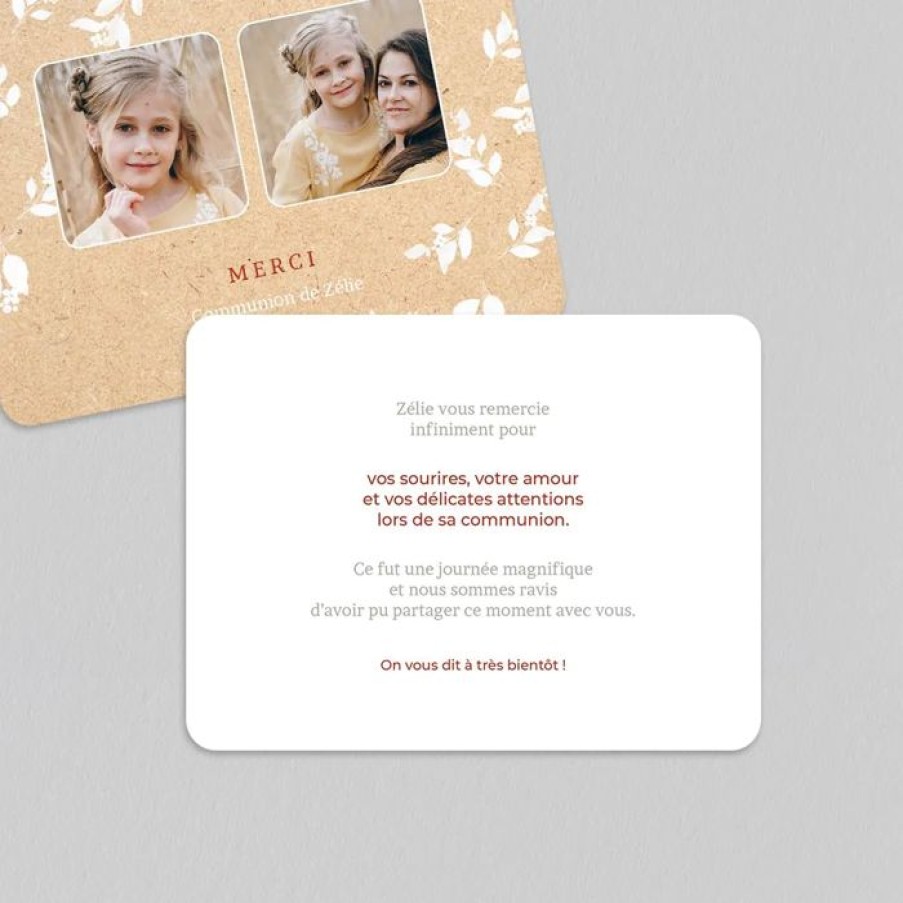 Online Planet cards Remerciement Communion Kraft Vegetal